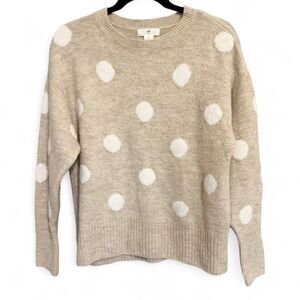 H&M light heathered tan polka dot sweater size small